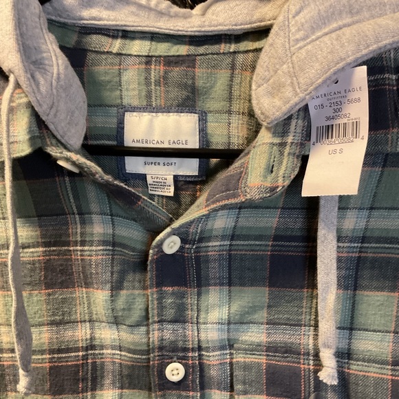 American Eagle Hooded Flannel NWT - Picture 5 of 7